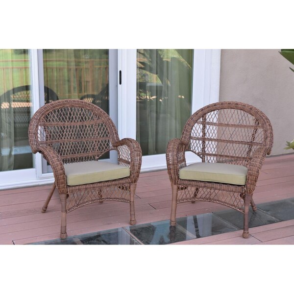 Propation W00210-C-2-FS006 Santa Maria Honey Wicker Chair with Tan Cushion - PR1081406