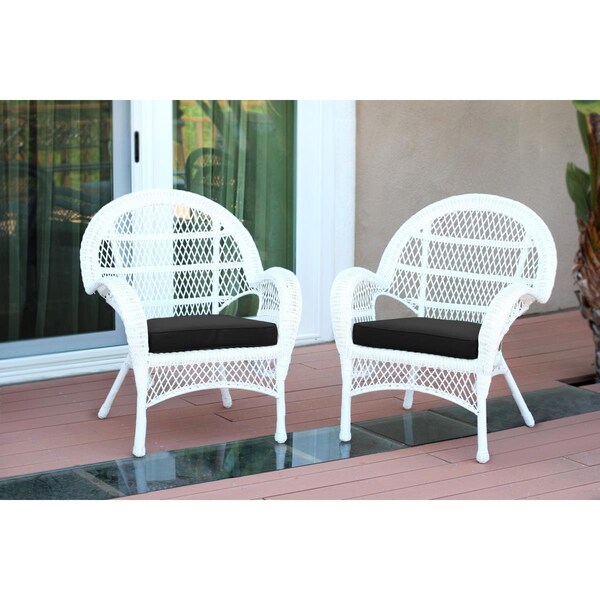 Propation W00209-C-2-FS017-CS White Wicker Chair with Black Cushion - PR1081377