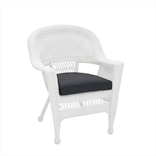 Jeco Jeco W00206-C-FS017 White Wicker Chair With Black Cushion - W00206-C-FS017