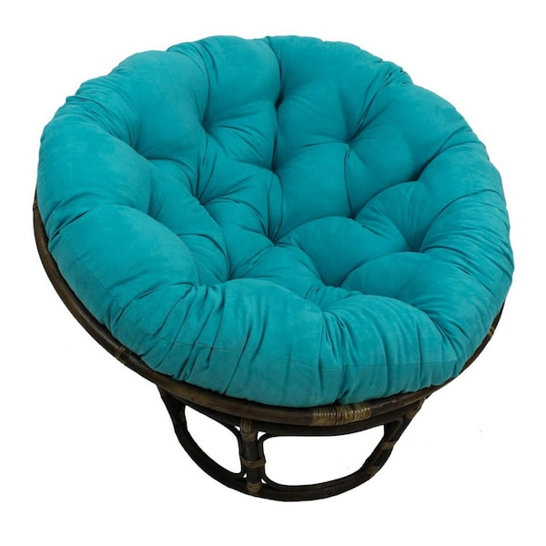 International Caravan 42 in. Rattan Papasan Chair with Micro Suede Cushion, Aqua Blue - 3312-MS-AB