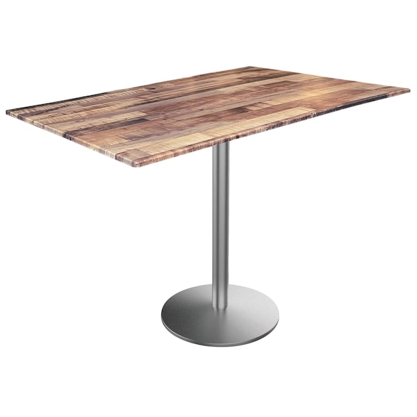 Holland Bar Stool Co 42 Tall OD214 St Steel Table Base w22 Diameter foot and 32x48 Rustic Top, IndoorOutdoor - OD214-2242SSODS3248RUSTIC