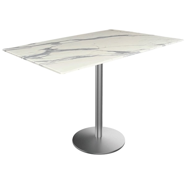 Holland Bar Stool Co 36 Tall OD214 St Steel Table Base w22 Dia foot and 32x48 White Marble Top, IndoorOutdoor - OD214-2236SSODS3248WM