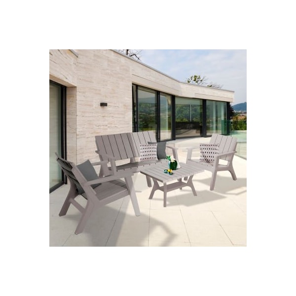 Rta Products Llc DUKAP Outdoor Enzo 4 Piece Patio Sofa Seating Set, Gray - O-DK-018-GRE
