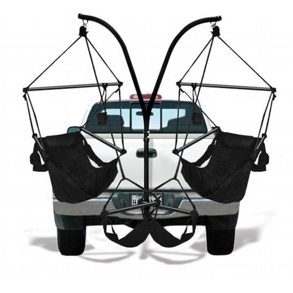 Grilltown KingsPond   Hammaka Trailer Hitch Stand with Jet Black Hammaka Chairs Combo - GR88288