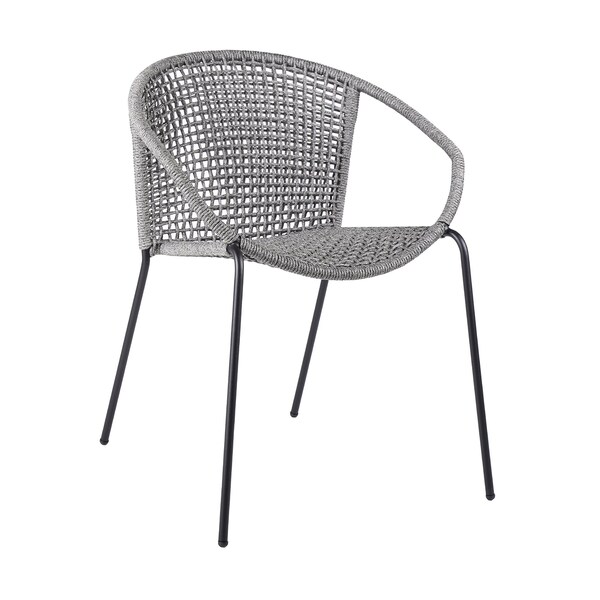 Armen Living Snack Indoor Outdoor Stackable Steel Dining Chair with Gray Rope - Set of 2 - LCSNSIGRY