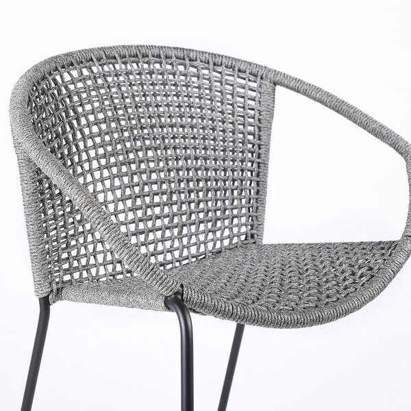 Armen Living Snack Indoor Outdoor Stackable Steel Dining Chair with Gray Rope - Set of 2 - LCSNSIGRY
