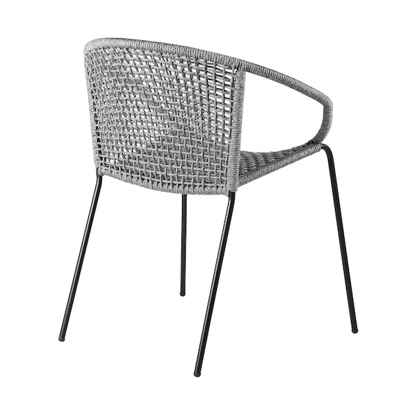 Armen Living Snack Indoor Outdoor Stackable Steel Dining Chair with Gray Rope - Set of 2 - LCSNSIGRY