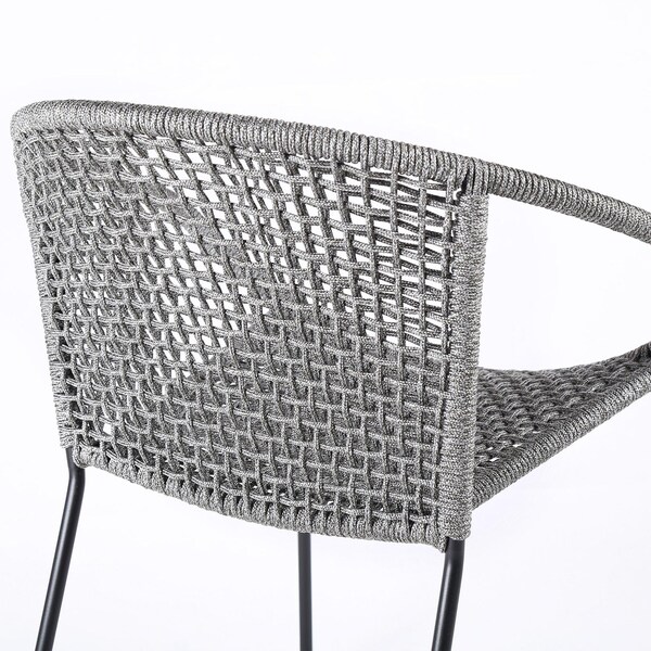 Armen Living Snack Indoor Outdoor Stackable Steel Dining Chair with Gray Rope - Set of 2 - LCSNSIGRY