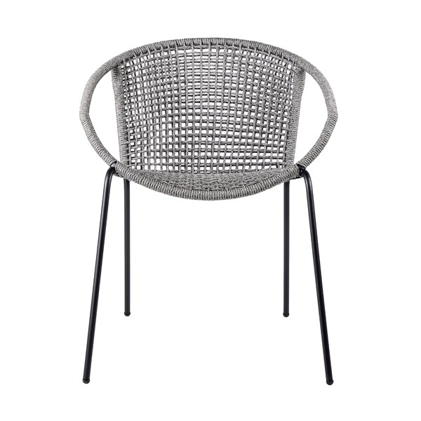 Armen Living Snack Indoor Outdoor Stackable Steel Dining Chair with Gray Rope - Set of 2 - LCSNSIGRY