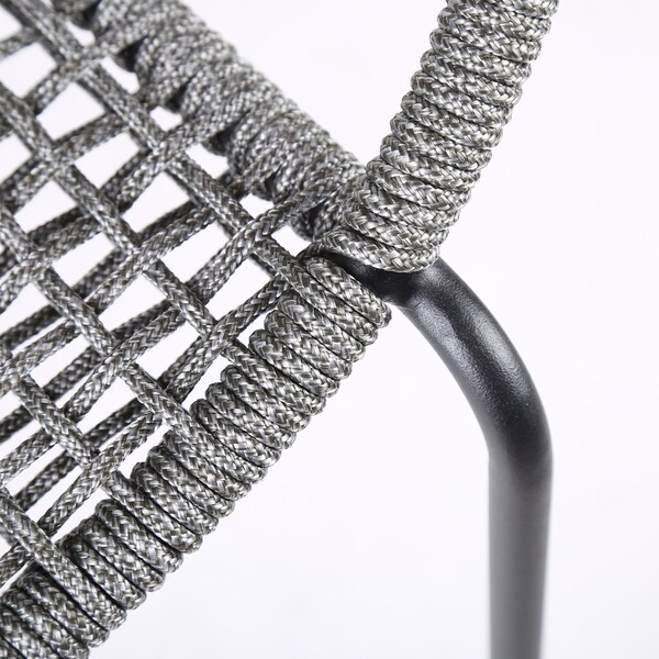Armen Living Snack Indoor Outdoor Stackable Steel Dining Chair with Gray Rope - Set of 2 - LCSNSIGRY