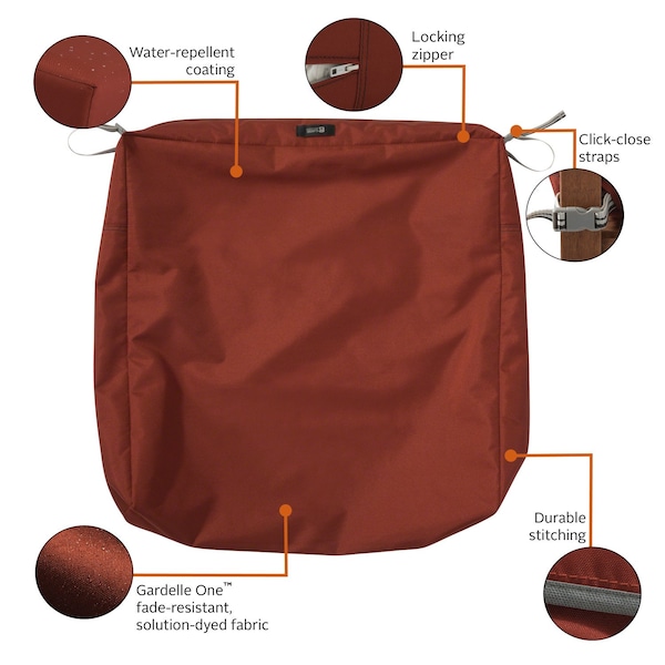 Classic Accessories Ravenna Water-Resistant 25x25x5" Patio Seat Cushion Cover, Spice - 60-402-011701-RT