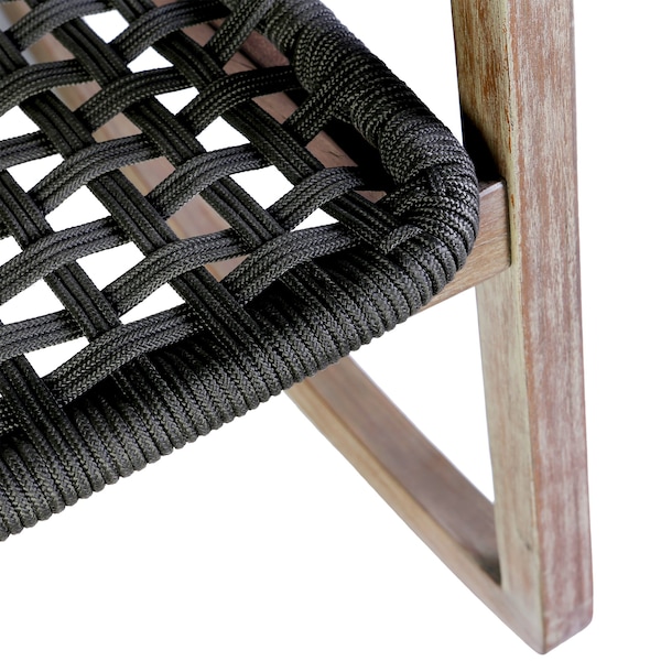 Armen Living Sequoia Outdoor Patio Rocking Chair in Light Eucalyptus Wood and Charcoal Rope - 840254332287