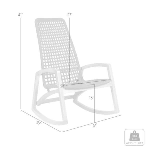 Armen Living Sequoia Outdoor Patio Rocking Chair in Light Eucalyptus Wood and Charcoal Rope - 840254332287