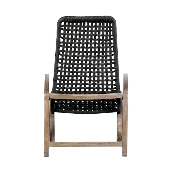 Armen Living Sequoia Outdoor Patio Rocking Chair in Light Eucalyptus Wood and Charcoal Rope - 840254332287