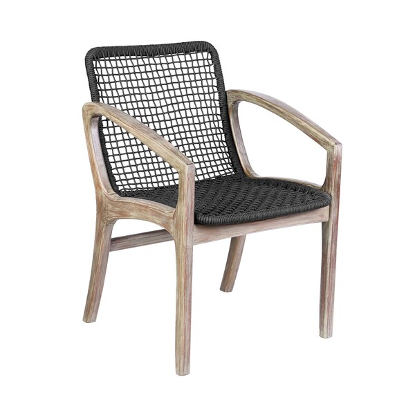 Armen Living Koala and Brighton 5 Piece Outdoor Patio Dining Set in Light Eucalyptus Wood and Charcoal Rope - 840254333703