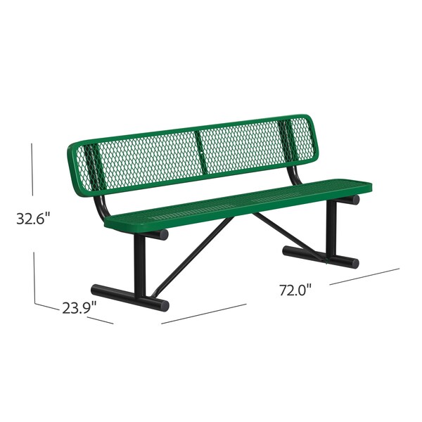 Leisure Craft Leisure Craft 6 FT Outdoor Bench with Back, Portable, Green - B6WBP-GREEN
