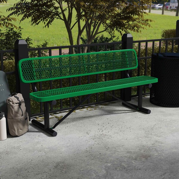 Leisure Craft Leisure Craft 6 FT Outdoor Bench with Back, Portable, Green - B6WBP-GREEN