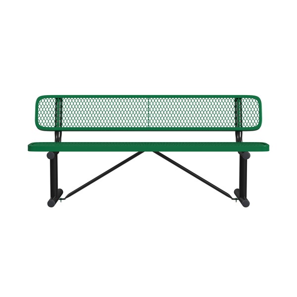 Leisure Craft Leisure Craft 6 FT Outdoor Bench with Back, Portable, Green - B6WBP-GREEN