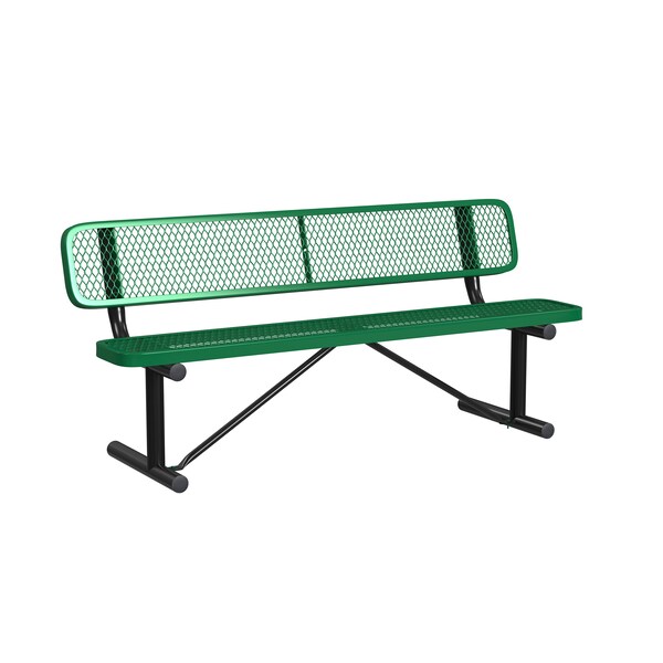 Leisure Craft Leisure Craft 6 FT Outdoor Bench with Back, Portable, Green - B6WBP-GREEN