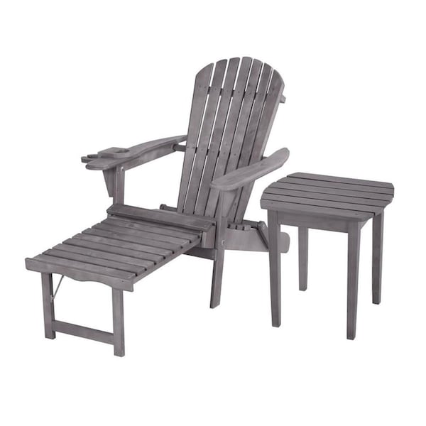 Cama Oceanic Collection Adirondack Chaise Lounge Chair Foldable, cup and glass holder, built in ottoman - CA2817095