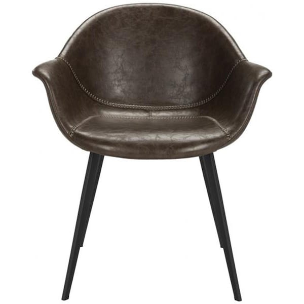 Safavieh 32.28 x 24.41 x 26.38 in. Dublin Midcentury Modern Leather Dining Tub Chair, Light Brown & Black - ACH7007A-SET2