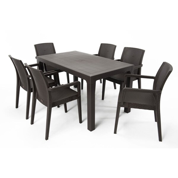 Rainbow Outdoor Siena 7-Piece Dining Set-Brown - RBO-SIENA-BRW-7DA