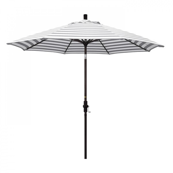 California Umbrella Patio Umbrella, Octagon, 102.38" H, Olefin Fabric, Gray White Cabana Stripe - 194061017616