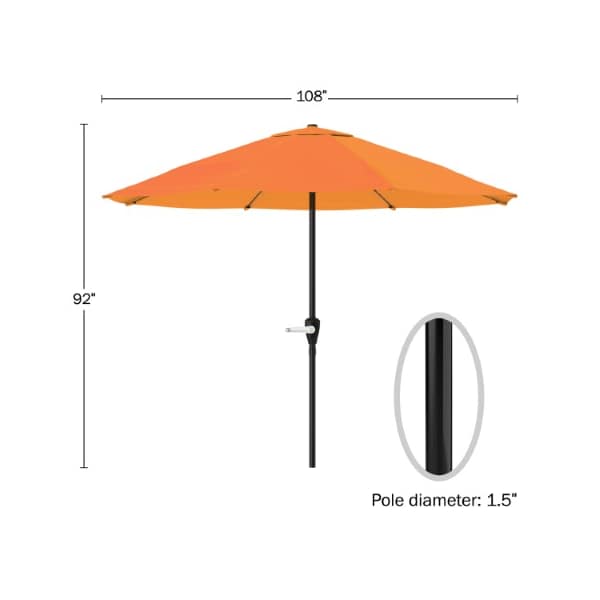 Nature Spring Nature Spring 9 Foot Outdoor Patio Umbrella, Orange - 466936LMM