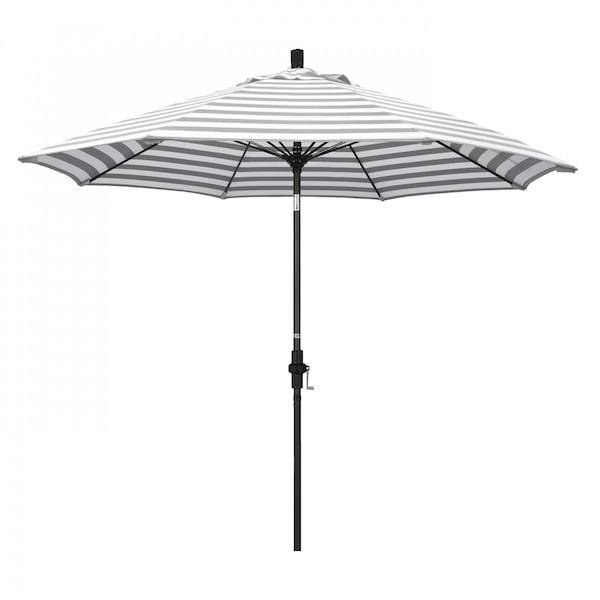 California Umbrella Patio Umbrella, Octagon, 101" H, Olefin Fabric, Gray White Cabana Stripe - 194061028094