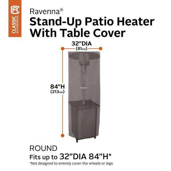 Classic Accessories Ravenna Round Stand-Up Patio Heater With Table Cover, 32 x 84 in. - 56-490-015101-EC