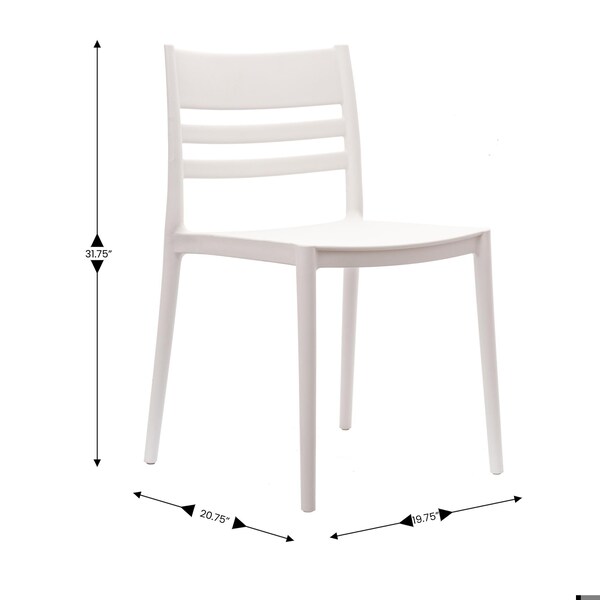 Flash Furniture Bridgeport Stacking Patio Chairs w/Slatted Backrest, All-Weather Resin Chairs, White, 2PK - 2-DHF-317-APP-WH-GG
