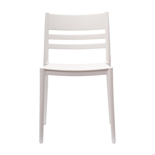 Flash Furniture Bridgeport Stacking Patio Chairs w/Slatted Backrest, All-Weather Resin Chairs, White, 2PK - 2-DHF-317-APP-WH-GG