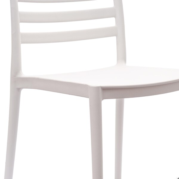 Flash Furniture Bridgeport Stacking Patio Chairs w/Slatted Backrest, All-Weather Resin Chairs, White, 2PK - 2-DHF-317-APP-WH-GG