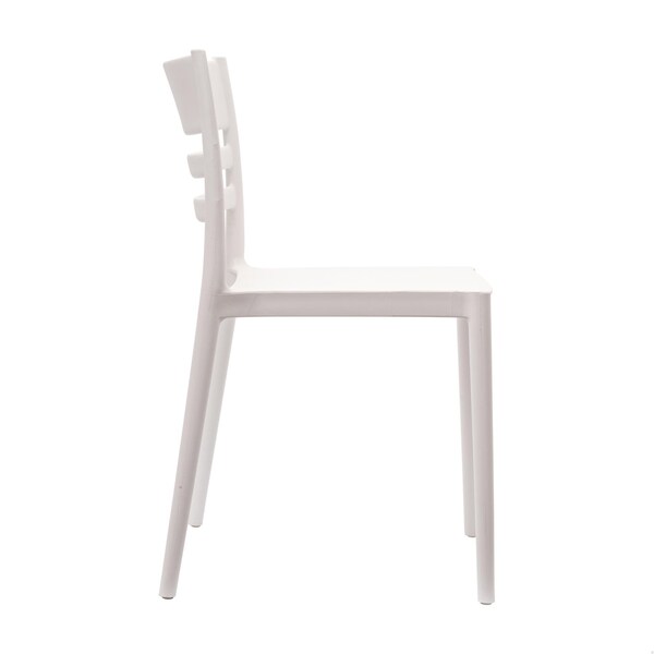 Flash Furniture Bridgeport Stacking Patio Chairs w/Slatted Backrest, All-Weather Resin Chairs, White, 2PK - 2-DHF-317-APP-WH-GG