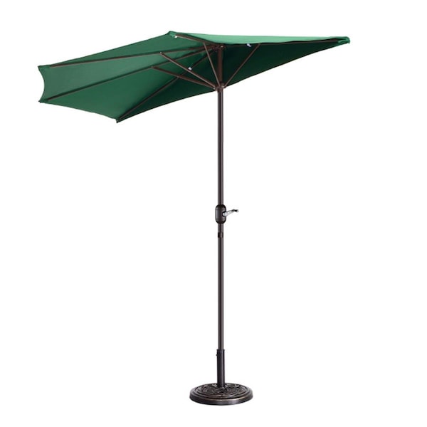 Claustro 9 ft. Outdoor Patio Half Umbrella with 5 Ribs - Forest Green - CL3858464