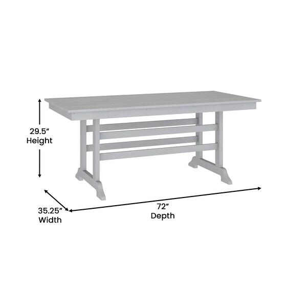 Flash Furniture Abraham Indoor/Outdoor 72-in Rectangle Recycled HDPE Adirondack Dining Table for 6 in Gray - LE-HMP-158-01-GRY-GG