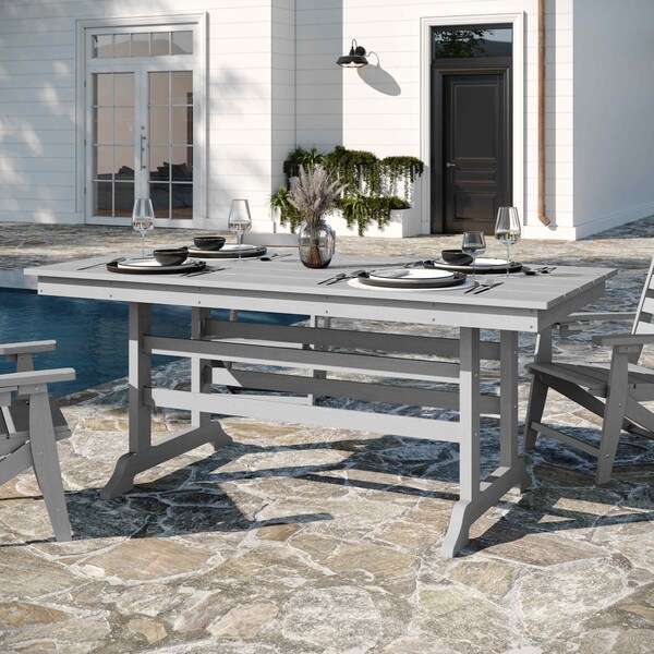 Flash Furniture Abraham Indoor/Outdoor 72-in Rectangle Recycled HDPE Adirondack Dining Table for 6 in Gray - LE-HMP-158-01-GRY-GG