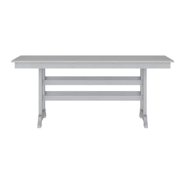 Flash Furniture Abraham Indoor/Outdoor 72-in Rectangle Recycled HDPE Adirondack Dining Table for 6 in Gray - LE-HMP-158-01-GRY-GG