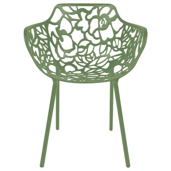 Leisuremod Modern Devon Aluminum Armchair, Khaki Green, 2PK - DCA23G2