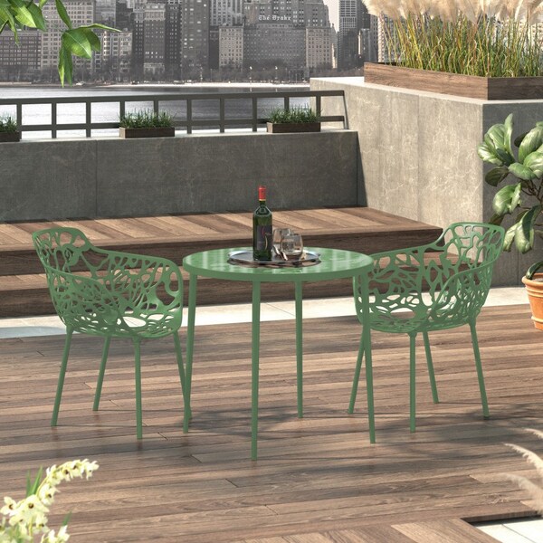 Leisuremod Modern Devon Aluminum Armchair, Khaki Green, 2PK - DCA23G2