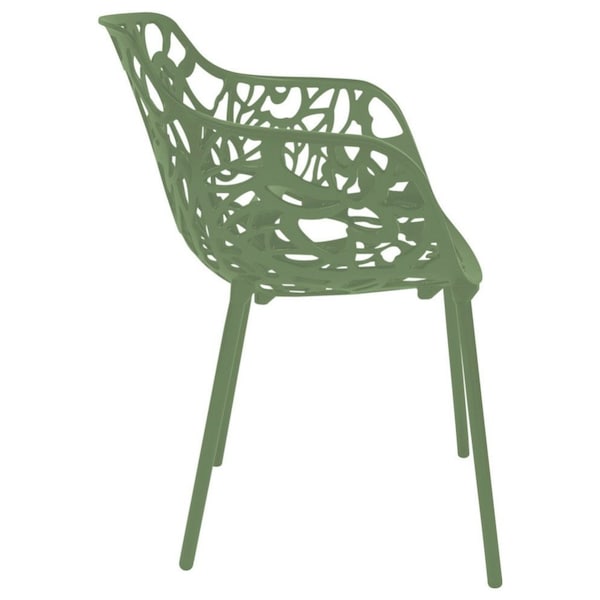 Leisuremod Modern Devon Aluminum Armchair, Khaki Green, 2PK - DCA23G2