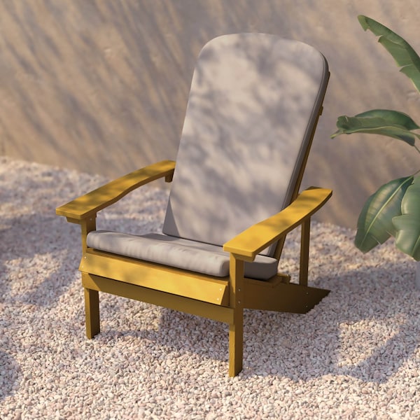 Flash Furniture Yellow Adirondack Chairs with Cream Cushions, 2PK - 2-JJ-C14501-CSNCR-YLW-GG