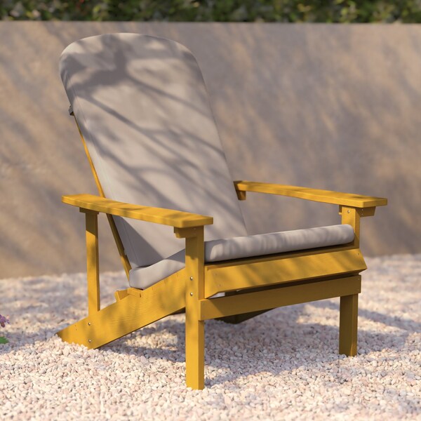 Flash Furniture Yellow Adirondack Chairs with Cream Cushions, 2PK - 2-JJ-C14501-CSNCR-YLW-GG