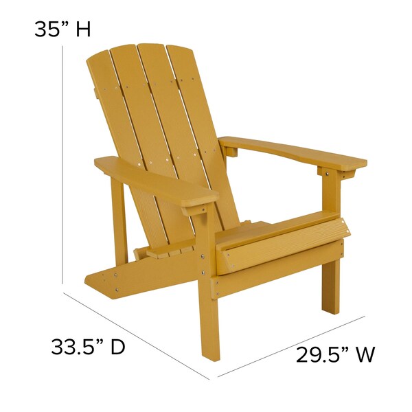 Flash Furniture Yellow Adirondack Chairs with Cream Cushions, 2PK - 2-JJ-C14501-CSNCR-YLW-GG