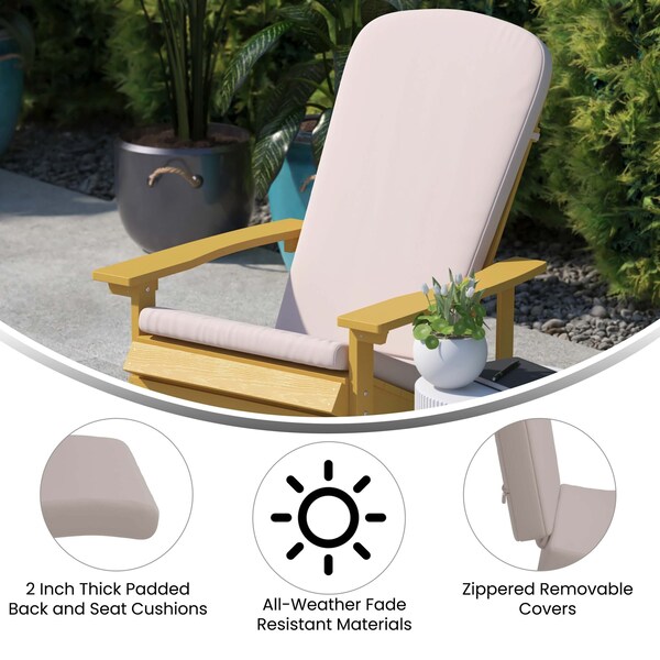 Flash Furniture Yellow Adirondack Chairs with Cream Cushions, 2PK - 2-JJ-C14501-CSNCR-YLW-GG