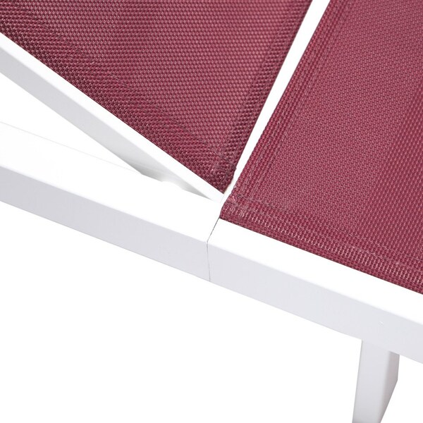 Leisuremod Marlin Patio Chaise Lounge Chair with White Aluminum Frame, Burgundy - MLW-77BRG