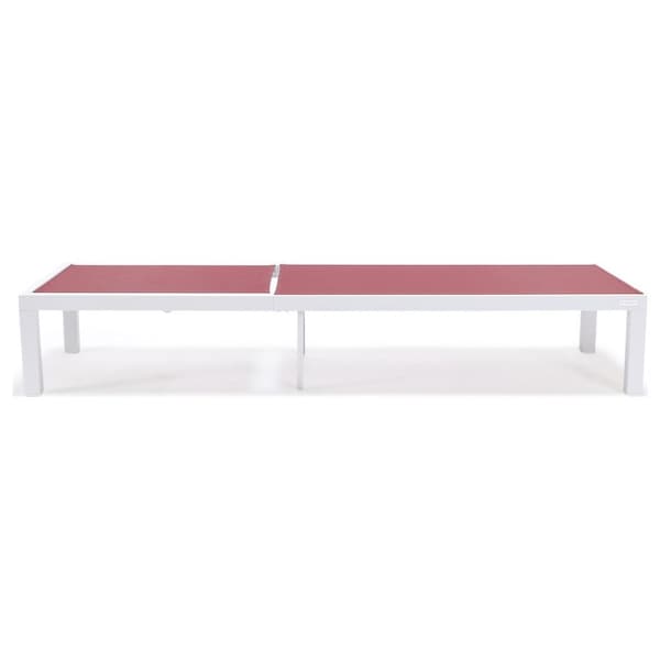 Leisuremod Marlin Patio Chaise Lounge Chair with White Aluminum Frame, Burgundy - MLW-77BRG