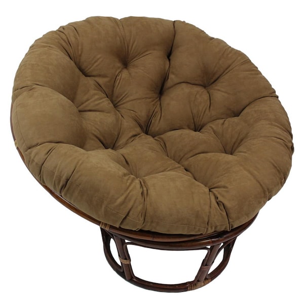 International Caravan 42 in. Rattan Papasan Chair with Micro Suede Cushion, Camel - 3312-MS-CM