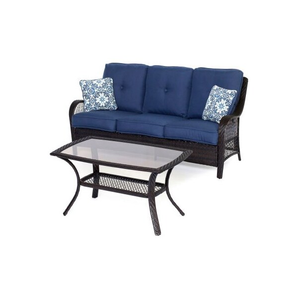 Almo Fulfillment Services Hanover Orleans 2 Piece Patio Set, Navy Blue/French Roast - ORLEANS2PC-B-NVY