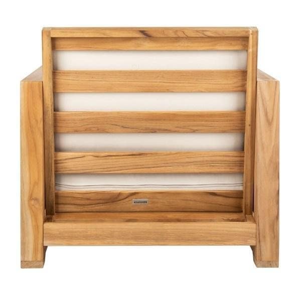 Safavieh Guadeloupe Outdoor Teak Club Chair, Natural & White - CPT1007A